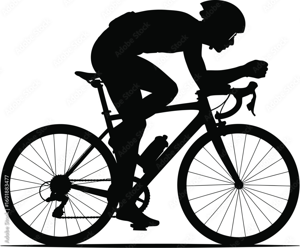 Fototapeta premium Cyclist racing on a road bike helmet athletic