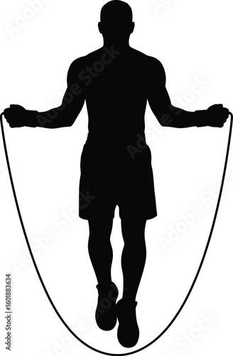 Man jumping rope silhouette skipping exercise