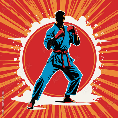 karate illustration for graphic design needs