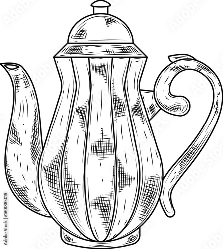 Vintage teapot design hand drawn ink sketch vector