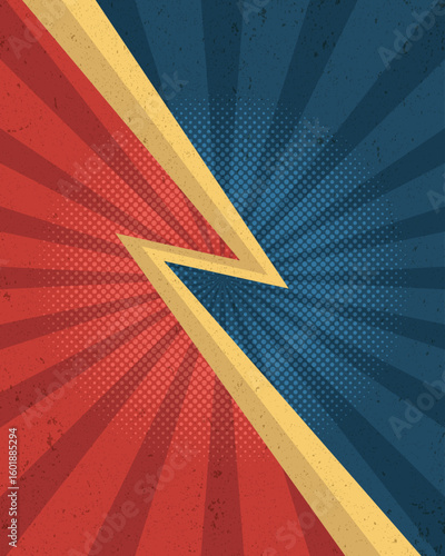 Red and blue abstract radial lines fighting comic wallpaper
