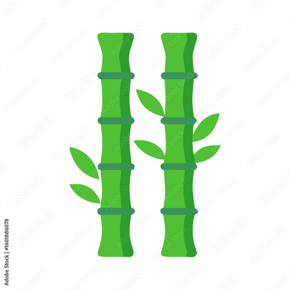 Fototapeta premium Stylized Green Bamboo Shoots Isolated on Black Background