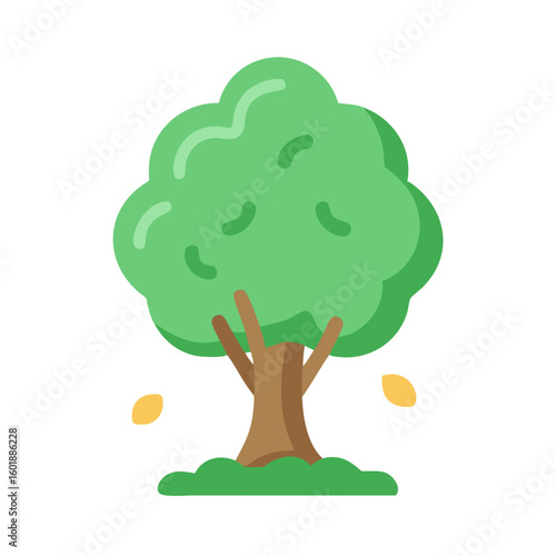 Isolated tree with falling leaves flat design illustration