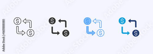 Money Exchange Icon Set Multiple Style Collection