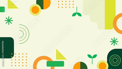 Abstract green, orange, and yellow design suitable for web backgrounds, prints, digital art, and marketing materials needing a vibrant touch.