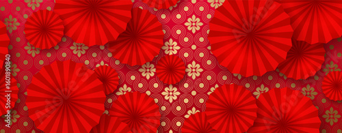 Chinese New Year. 2026. Exquisite textured background in red with gold pattern.