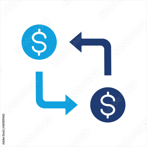 Money Exchange Flat Blue Icon