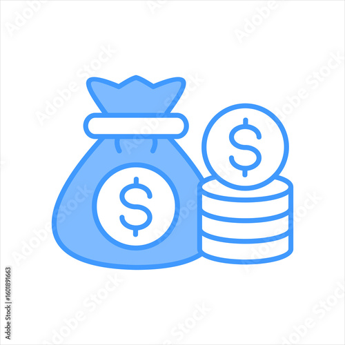 Money Gain Blue Icon