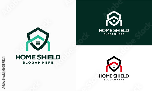 Home Shield logo designs concept vector, House Security logo template icon