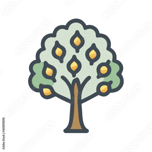 Stylized vector icon of a fruit bearing tree