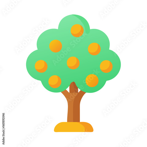 Stylized orange tree illustration on a black background
