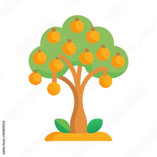 Stylized orange tree icon on a black background