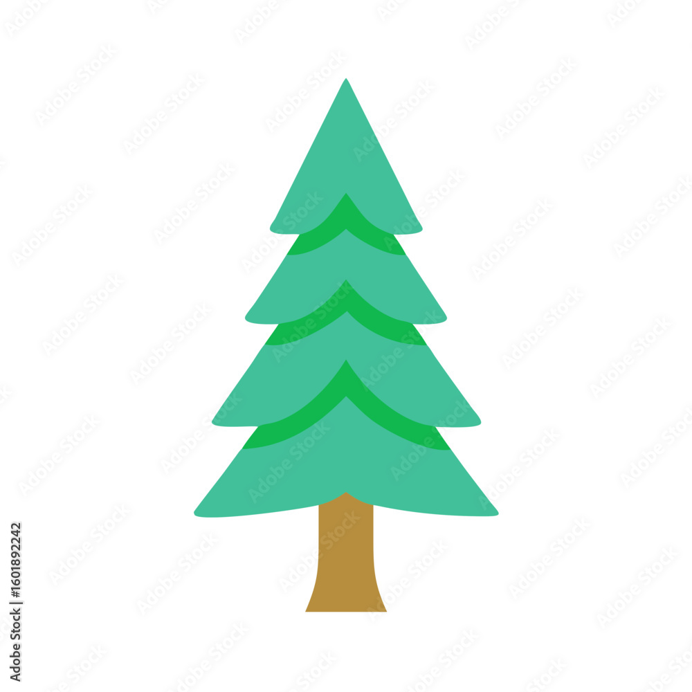 Obraz premium Stylized Evergreen Tree Illustration on Black Background