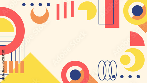 Abstract geometric design suitable for backgrounds, posters, and digital art projects. Vibrant colors add energy and visual interest to designs.