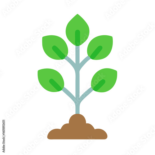 Flat design sprout icon against a black background