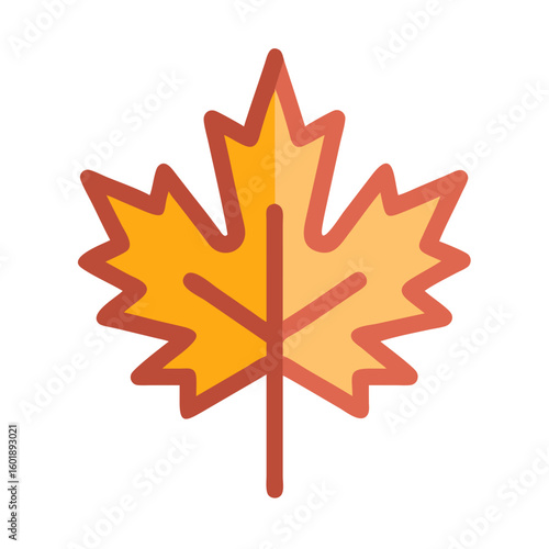 Isolated stylized maple leaf in warm autumnal colors