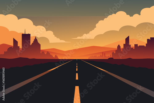 highway in the sunset