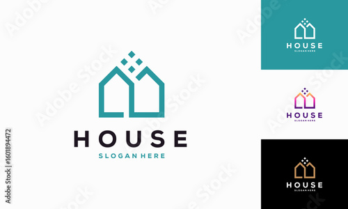 Modern House Outline logo designs concept vector, Simple Real Estate logo symbol