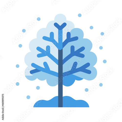Winter tree with snow falling in a blizzard