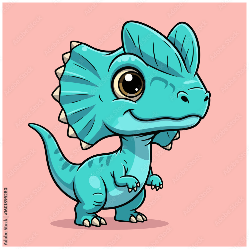 Fototapeta premium A lovely dinosaur in cartoon illustration style