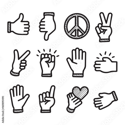 Diverse hand gestures communicate ideas, support, and positive vibes visually