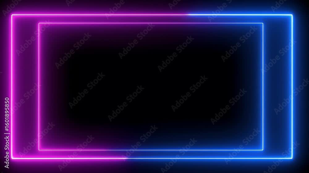 Abstract Neon Rectangle Frame Animation Against Black Background with Gradient Colors Abstract Neon Rectangle Frame Animation Against Black Background with Gradient Colors