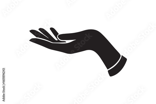 female hand icon silhouette vector with white background