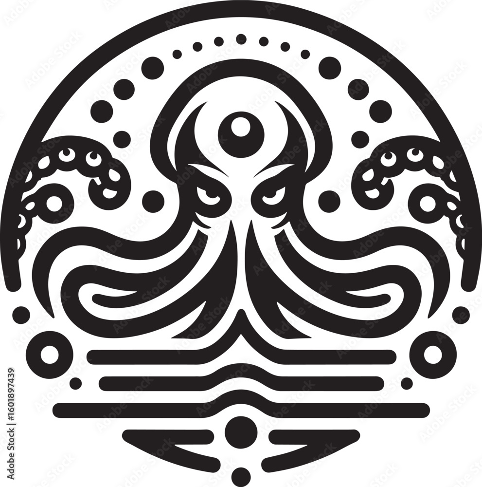 Obraz premium Octopus in the form of the zodiac sign. Vector illustration