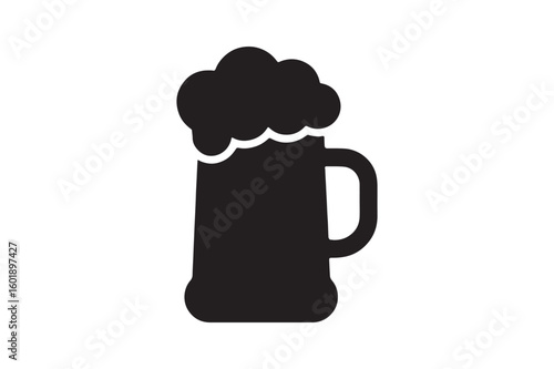 beer mug icon silhouette vector with white background