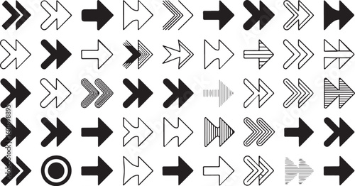 Black and white directional arrows forward next right