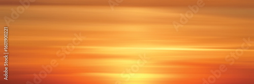 Panoramic view of the sunset sky, picturesque layered clouds, natural background, vector design