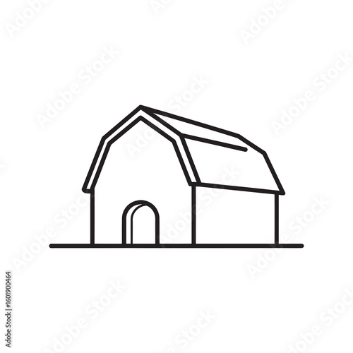 Farm barn icon for agriculture and rural countryside building representing livestock storage and farming industry with wooden ranch house design