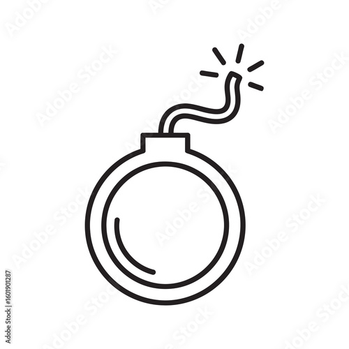Bomb icon with lit fuse for explosion and danger warning representing weapon attack terrorism and countdown timer for game or deadline concept