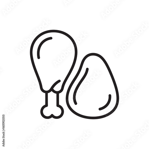 Chicken meat icon with drumstick and thigh for poultry food and restaurant menu showing fried or grilled dish for protein rich dinner meal