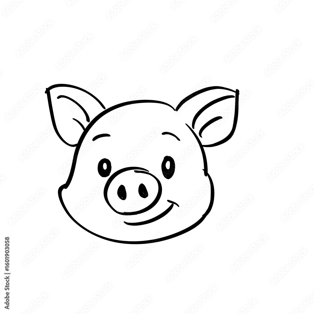 Obraz premium Happy Piggy Coloring Page ilustration
