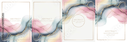 Elegant abstract watercolor background design with gold accents and a modern aesthetic