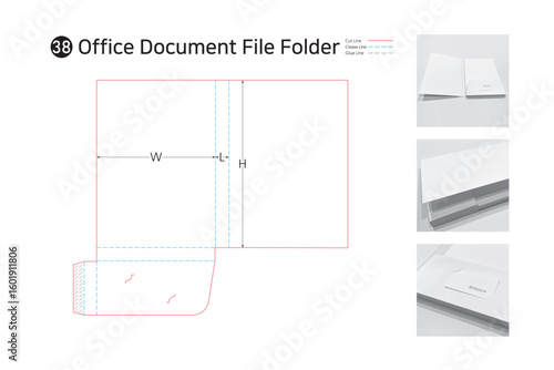 P2_38. Document holder spread drawing. Document box. A4 sized document storage box/can be used as an in-office and external document storage box.