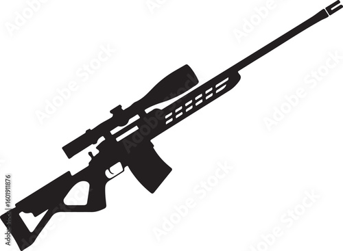 Assault rifle silhouette vector design without suppressor detailed illustration, assault rifle, rifle, weapon, military, silhouette, vector, gun, firearm, army, detailed, design, war, machine, danger