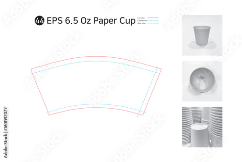 P2_44. 6.5 oz paper cup spread drawing. Please check as the shape and package specifications may vary depending on the printing machine.