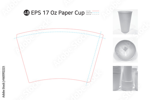 P2_48. 16 oz paper cup spread drawing. Please check as the shape and package specifications may vary depending on the printing machine.
