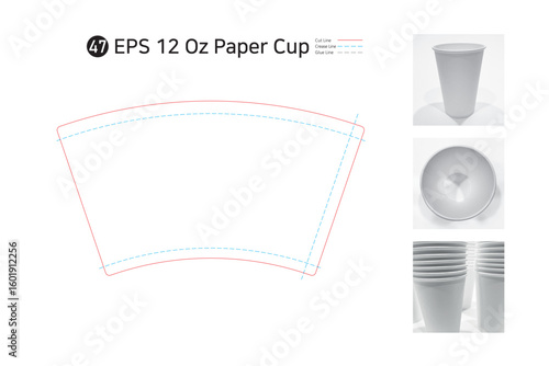 P2_47. 12 oz paper cup spread drawing. Please check as the shape and package specifications may vary depending on the printing machine.