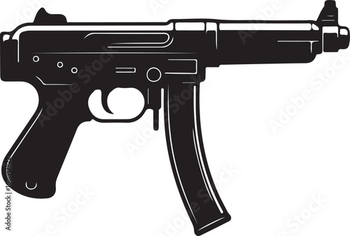 Assault rifle silhouette vector design without suppressor detailed illustration, assault rifle, rifle, weapon, military, silhouette, vector, gun, firearm, army, detailed, design, war, machine, danger