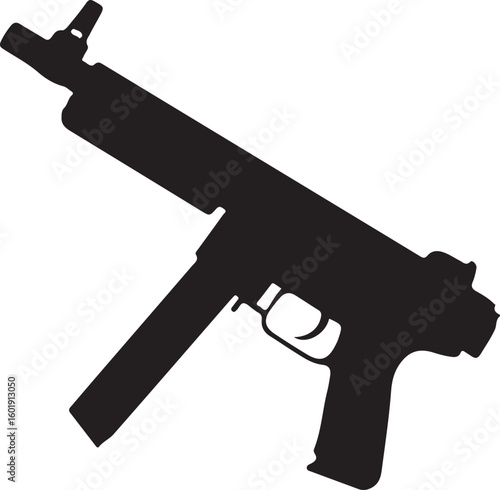 Assault rifle silhouette vector design without suppressor detailed illustration, assault rifle, rifle, weapon, military, silhouette, vector, gun, firearm, army, detailed, design, war, machine, danger