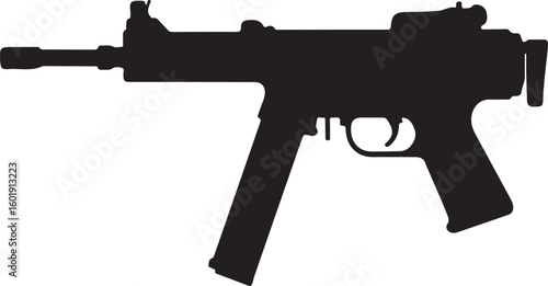Assault rifle silhouette vector design without suppressor detailed illustration, assault rifle, rifle, weapon, military, silhouette, vector, gun, firearm, army, detailed, design, war, machine, danger