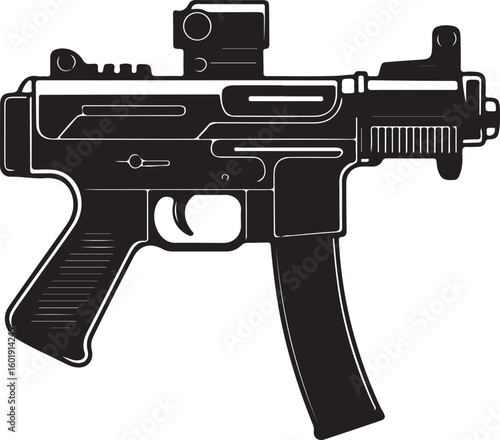 Assault rifle silhouette vector design without suppressor detailed illustration, assault rifle, rifle, weapon, military, silhouette, vector, gun, firearm, army, detailed, design, war, machine, danger
