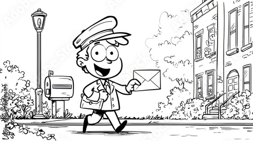 Cartoon mail carrier delivering letter
