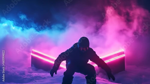 Snowboarder Neon Night Glow.