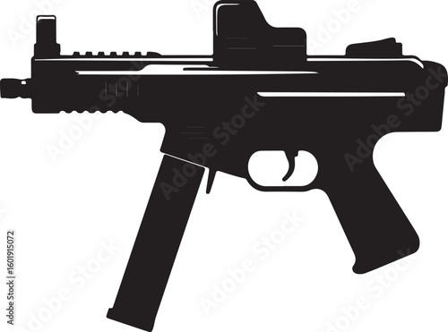 black gun silhouette on white background clip art preview