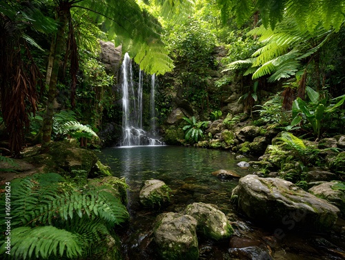 Peaceful Cascades in a Tranquil Emerald Paradise