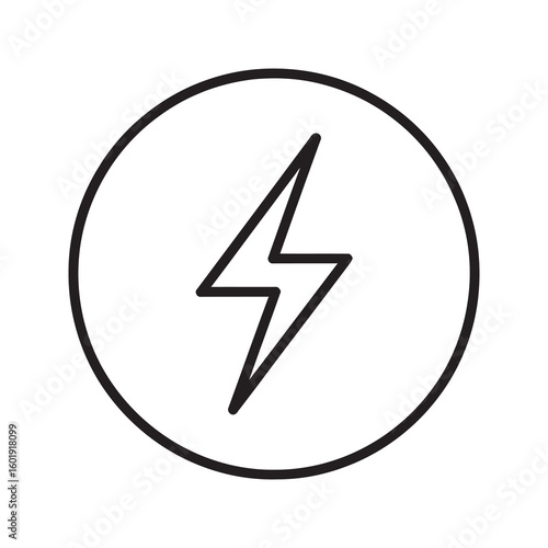 Free Download Electric power icon with a lightning bolt inside a circle representing energy source High voltage and electrical current symbol for technology and charge - GFXLoad